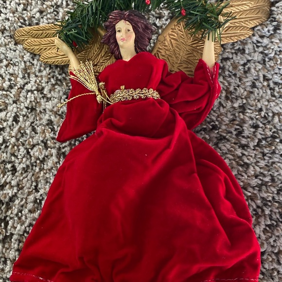 Other - Vintage Elegant Red Angel with golden wings